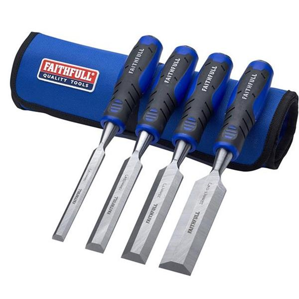 Faithfull 4Pc Soft Grip Chisel Set in Roll