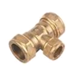 Copper Reducing Tee 22mm x 22mm x 15mm Compression