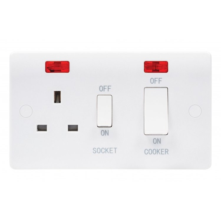 Median 45A DP Cooker Control & Socket c/w Neon