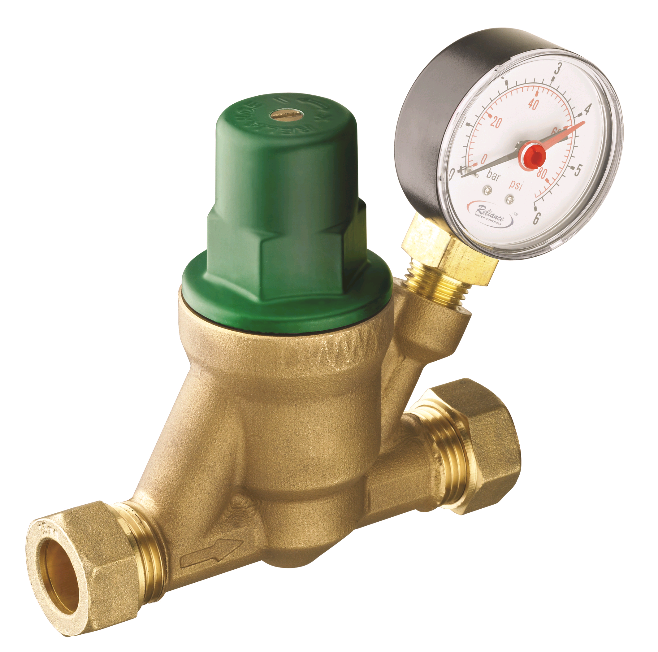 Pressure Reducing Valve 22mm - 15mm c/w Guage