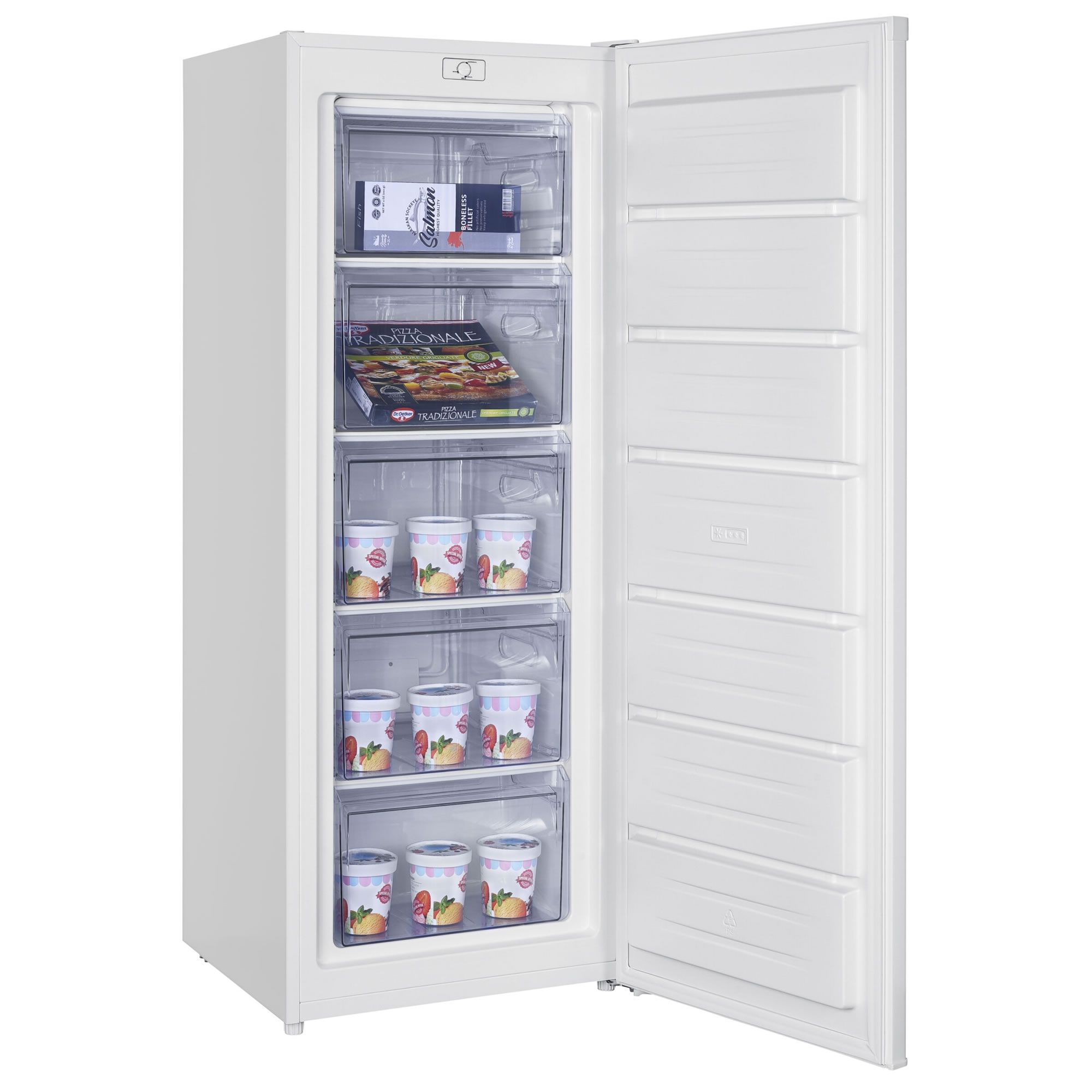 Iceking RZ205W.E Tall Upright Freezer 177Litres 6 Transparent Drawers  H1430xW545xD566 