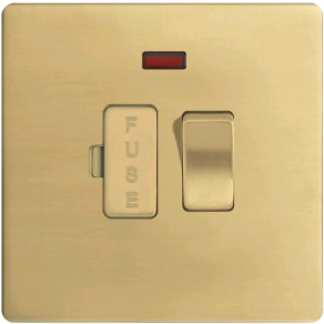 BG 13a Switched Fused Connection Unit Flatplate Polished Brass 