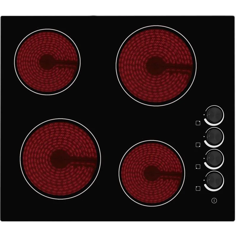 Culina UBCH60KCR Ceramic Electric Hob with Side Dials  Black Glass