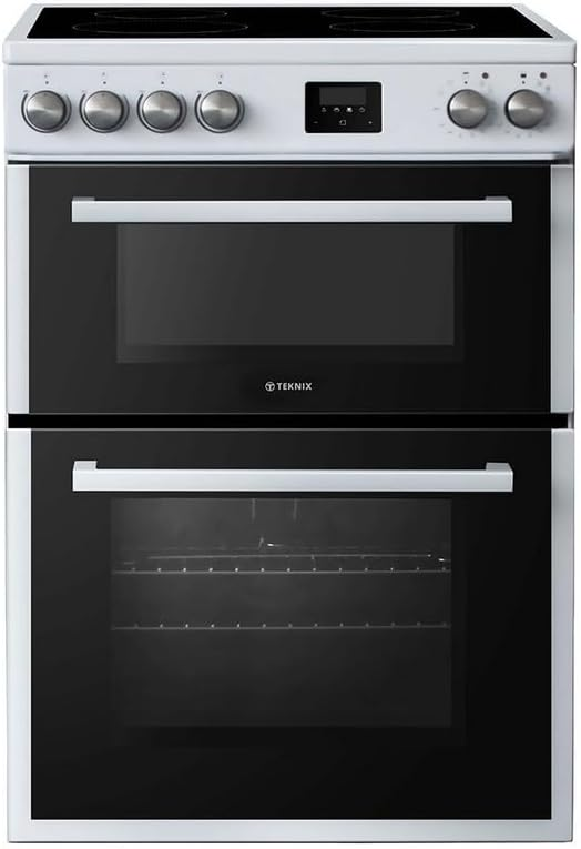 Teknix TKED64W Double Oven & Ceramic Hob Electric Cooker 60cm White