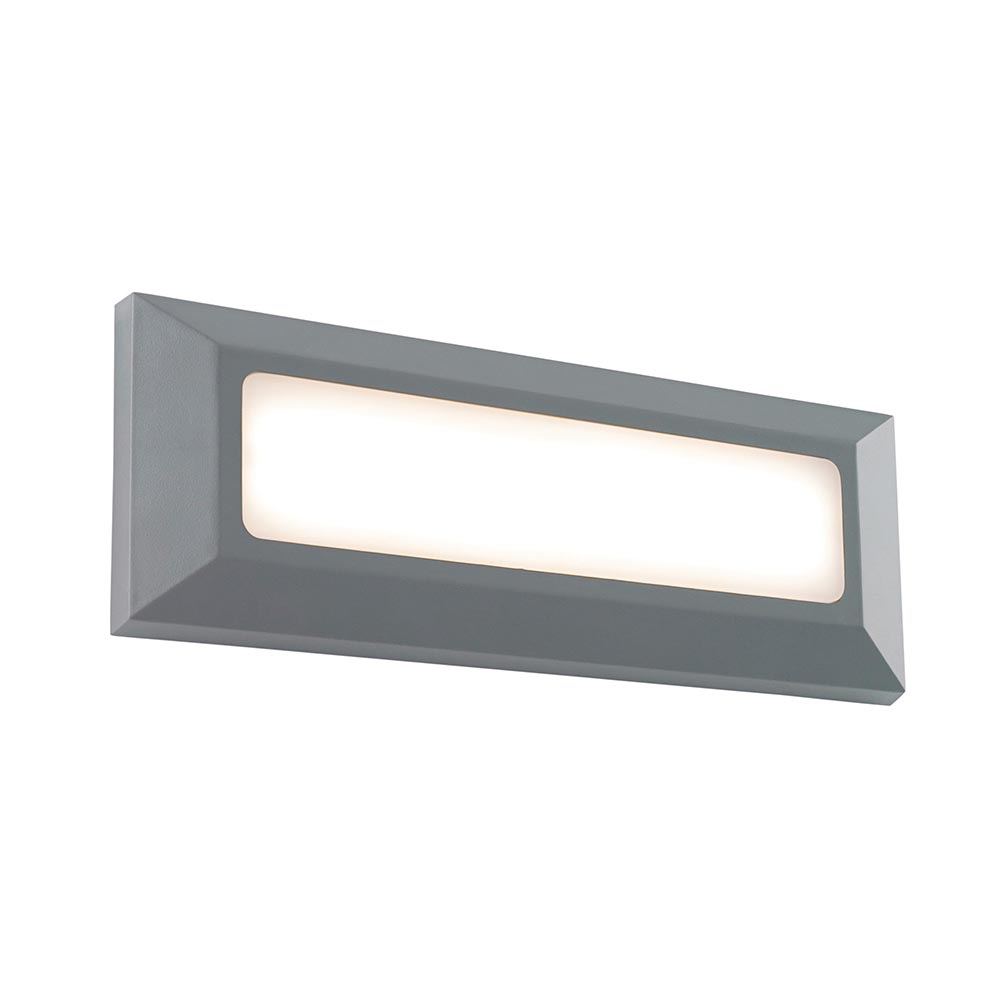 Saxby Severus Landscape Direct 3W Warm White LED IP65 Wall Light Grey Surround