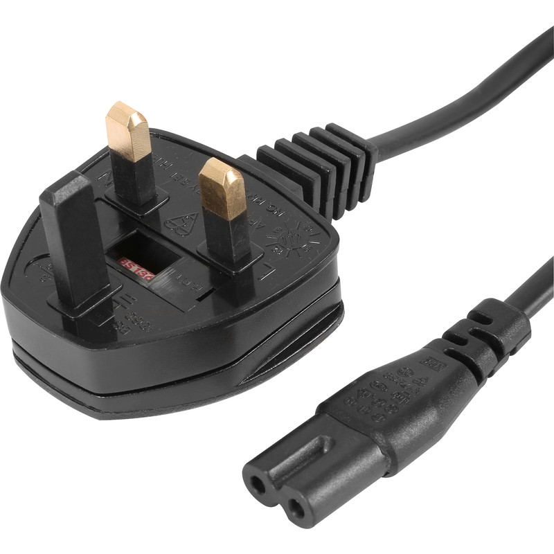 Lead 2mtr UK Plug to Figure 8 Black