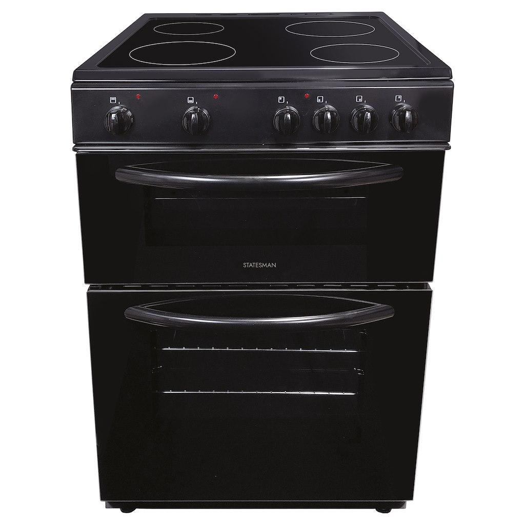 Statesman Apollo EDC60B2 60cm Double Oven & Ceramic Hob Electric Cooker - Black 