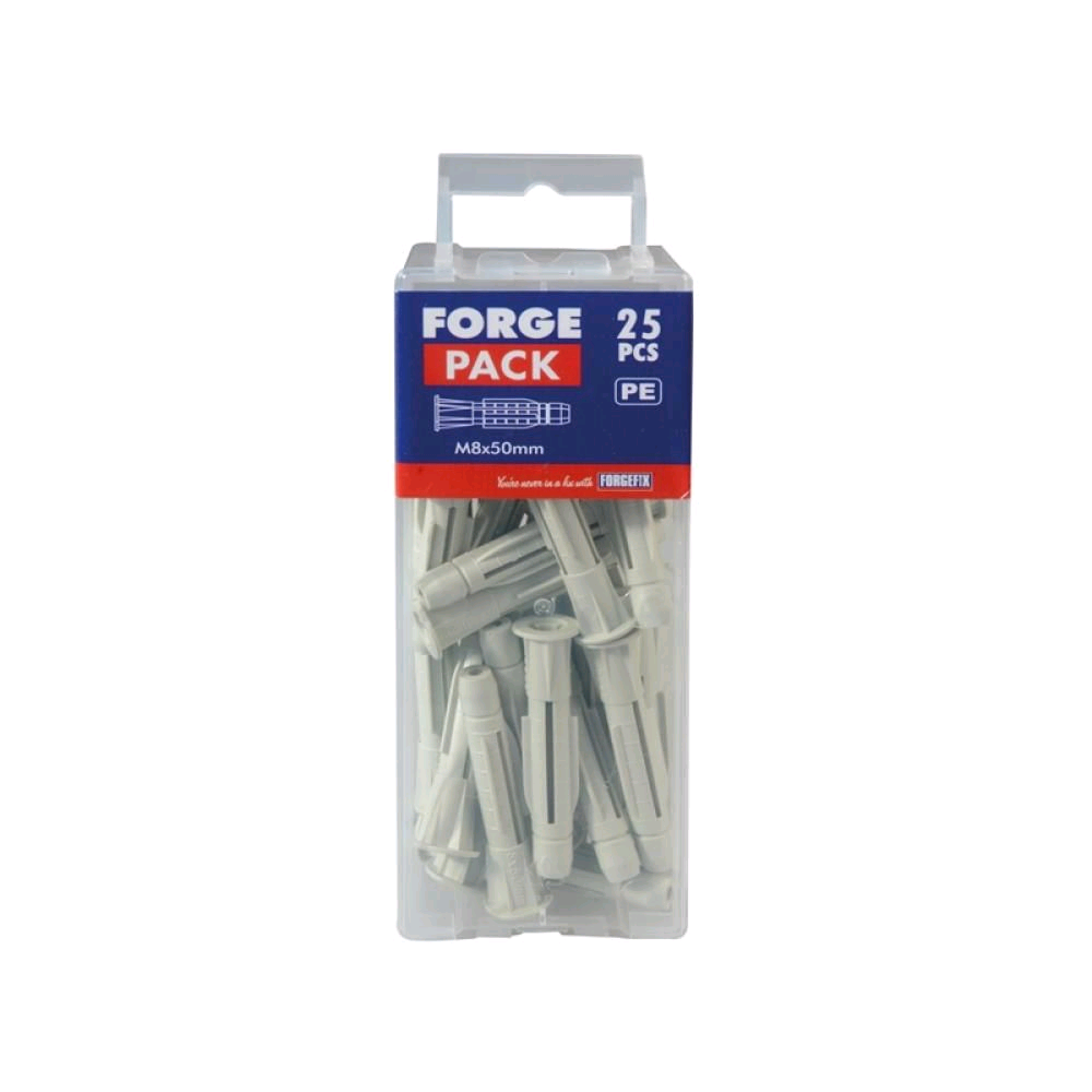Forgefix Universal Fixing Plug - Ribbed M8 x 50mm (Pack) 