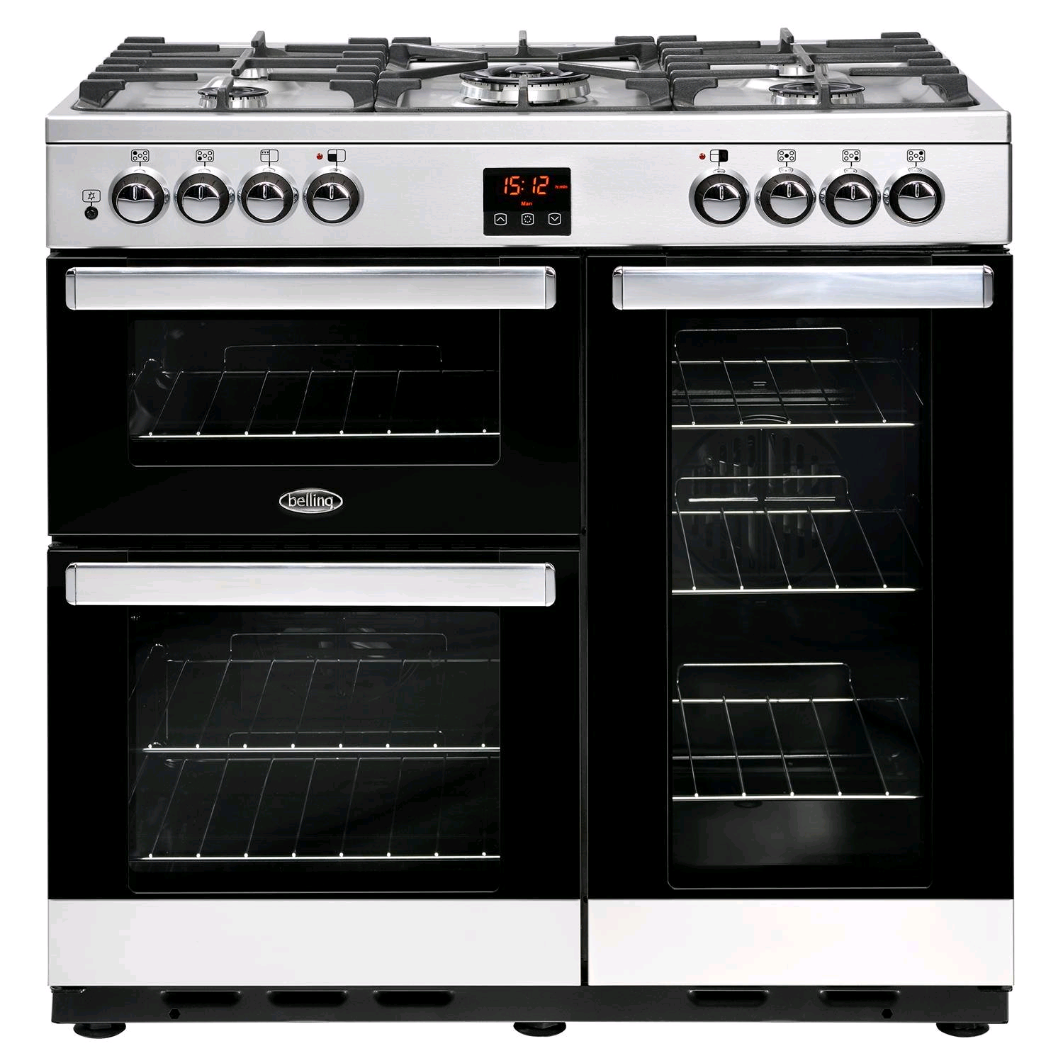 Belling Farmhouse Dual Fuel Cooker 90DFT Stainless Steel 