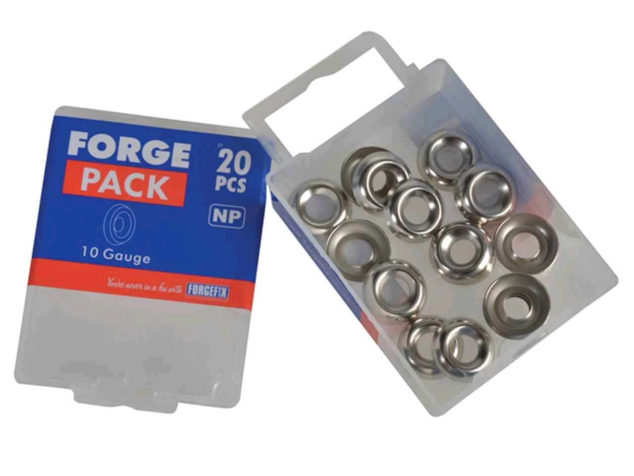 Forgefix Screw Cup Washers No 10's Brass Nickel Plated (Pack) 