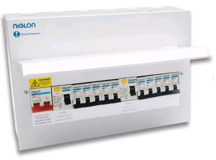 Niglon Metal 17th 5 + 5 Loaded Distribution Board inc 2 x 80A RCD