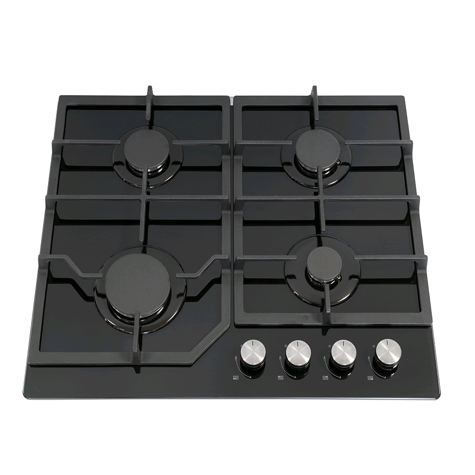 Montpellier SFGP12 HOB ONLY  Gas Hob On Glass in Black (Cast Iron supports)