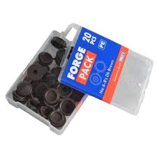 Forgefix No. 6-8's Hinged Domed Cover Caps (Pack of 20) Black Plastic 