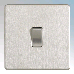 BG Intermediate Switch Screwless Flatplate Brushed Steel 