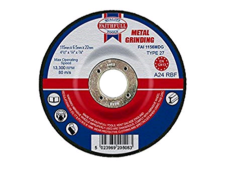 Faithfull 115 x 6.5 22mm Metal Grinding Disc Depressed Centre 