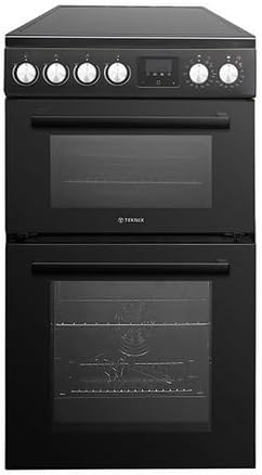Teknix TKED54B Double Oven & Ceramic Hob Electric Cooker 50cm Black