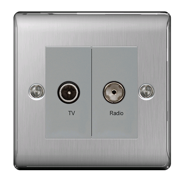 BG Nexus 2Gang TV Outlet Brushed Steel