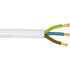 White Flex .75mm 3Core Round (50mtr Coil)