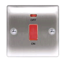 BG 45a DP Single Plate Cooker Switch Brushed Steel