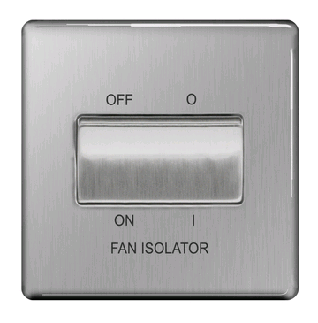 BG 3pole Fan Isolator Screwless Flateplate Brushed Steel 