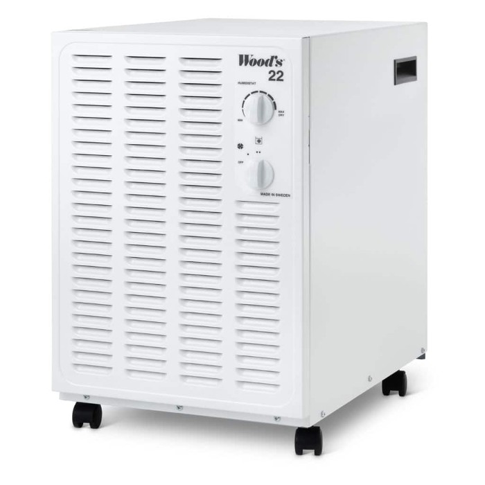 Woods SW22FW Dehumidifier - 11.4L Tank, 13.5L Per Day, 100m2 Max Area