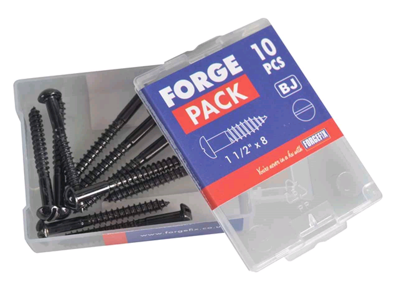 Forgefix 1 1/2" x 8  R/H Wood Screw (Pack of 10) Black Japanned 