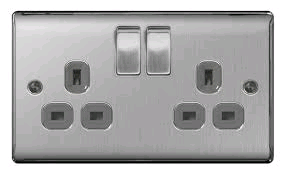BG Nexus Brushed Steel Twin 13a Socket
