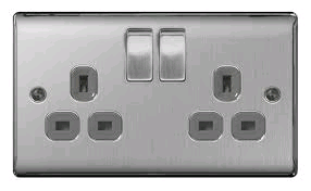 BG 2gang 13a Socket Brushed Steel 