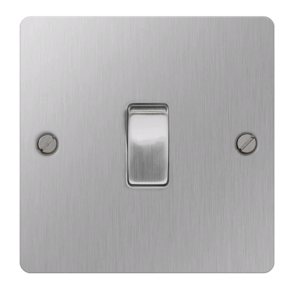 BG 1gang Intermediate Switch Screwed Flatplate Brushed Steel 