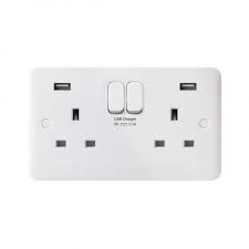 Schneider Lisse 2G 13A DP Switched Socket 2 x USB 