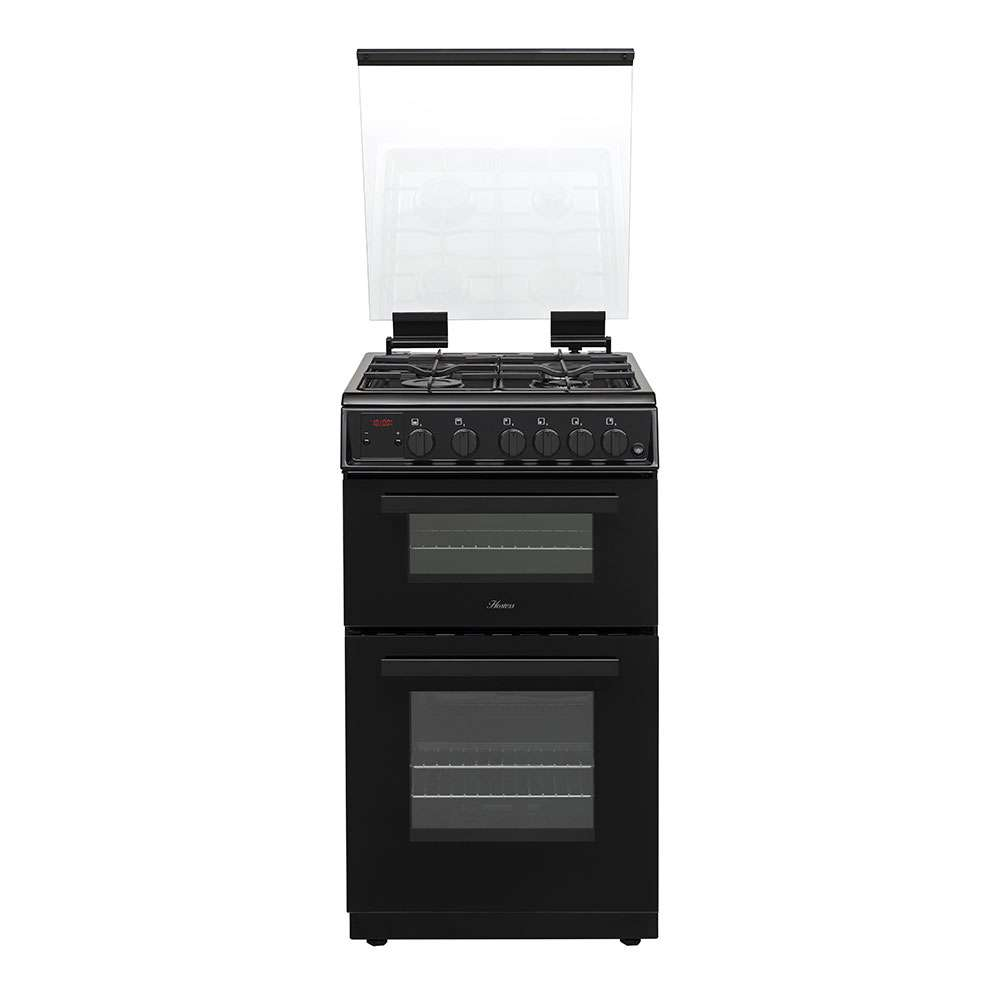 Hostess DOG50B 50cm Double Oven & Hob LPG Gas Cooker in Black c/w Glass Lid 