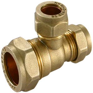 Copper Reducing Tee 22mm x 15mm x 15mm Compression