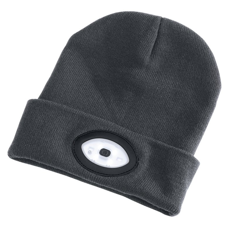 Draper Grey Beanie Hat Torch Rechargeable 