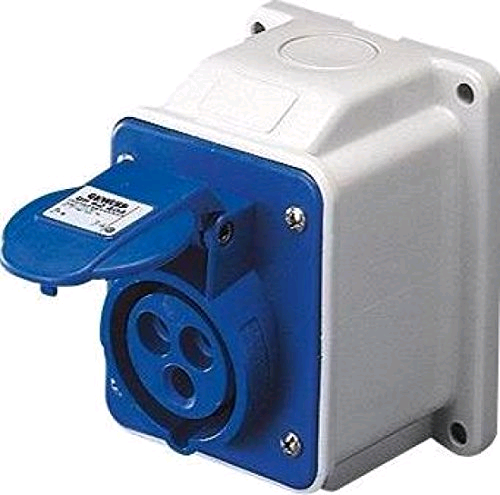 Gewiss 16a 240V 2P + E 10deg Wall Mounted Angled Socket IP44