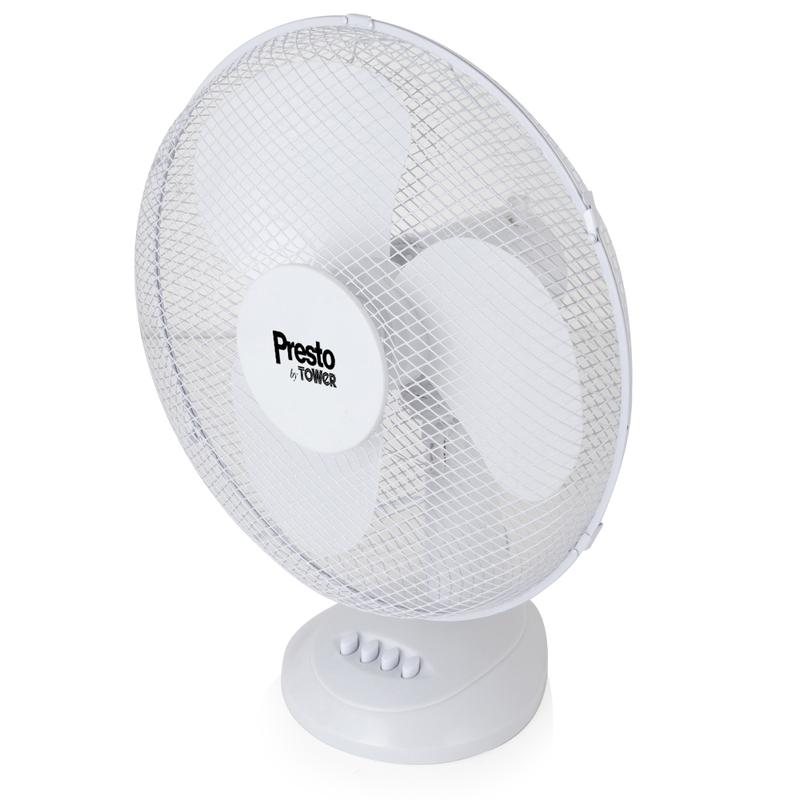 Presto by Tower 12" Oscillating Desk Fan White