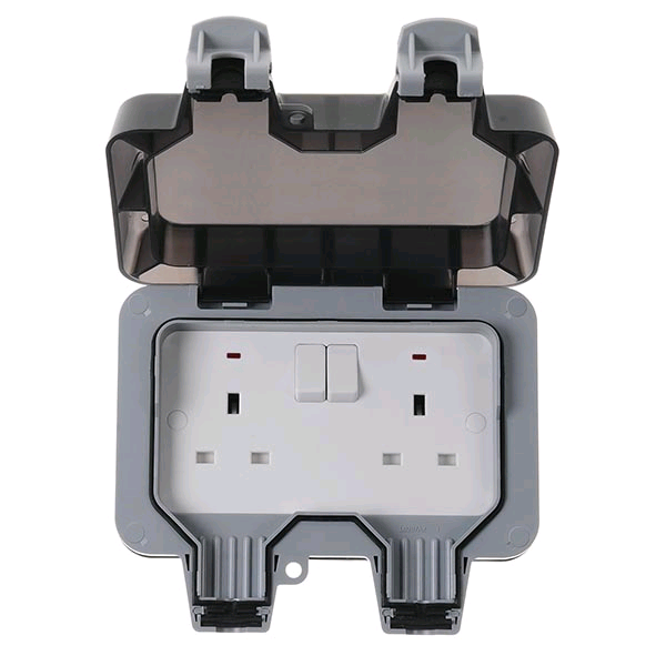 BG Weather Proof IP66 DP 13a 2gang Switched Socket 