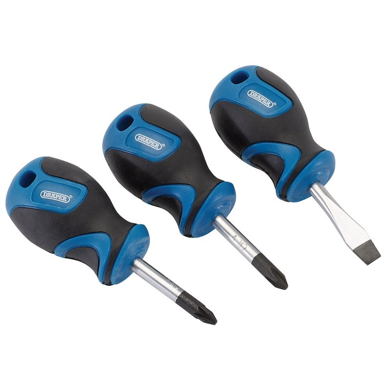 Draper 3pc Stubby Soft Grip Screwdriver Set