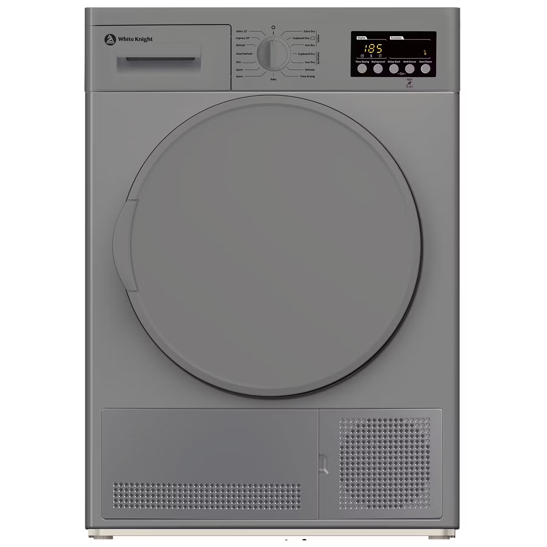 White Knight DAB96V8S 8kg Condenser Dryer in Silver B Rated Sensor Dry