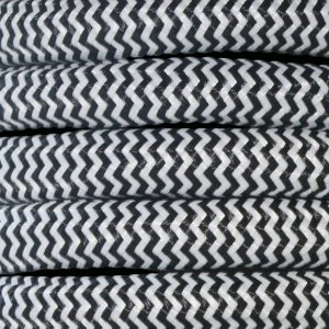 Cable 2 Core Over Braided Round 0.75mm Black/White