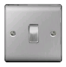 BG 1Gang 2way Switch Brushed Steel 