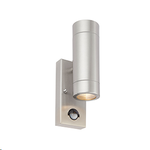 Saxby Palin PIR Twin 5W IP44 Wall Brushed Steel Fitting 