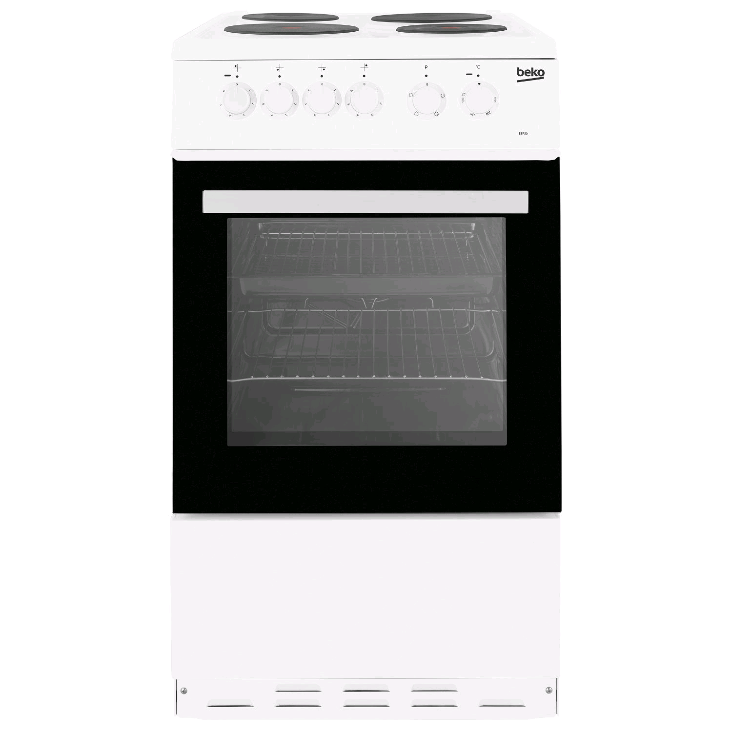 Beko 50cm Single Cavity Electric Cooker Solid Plate in White 