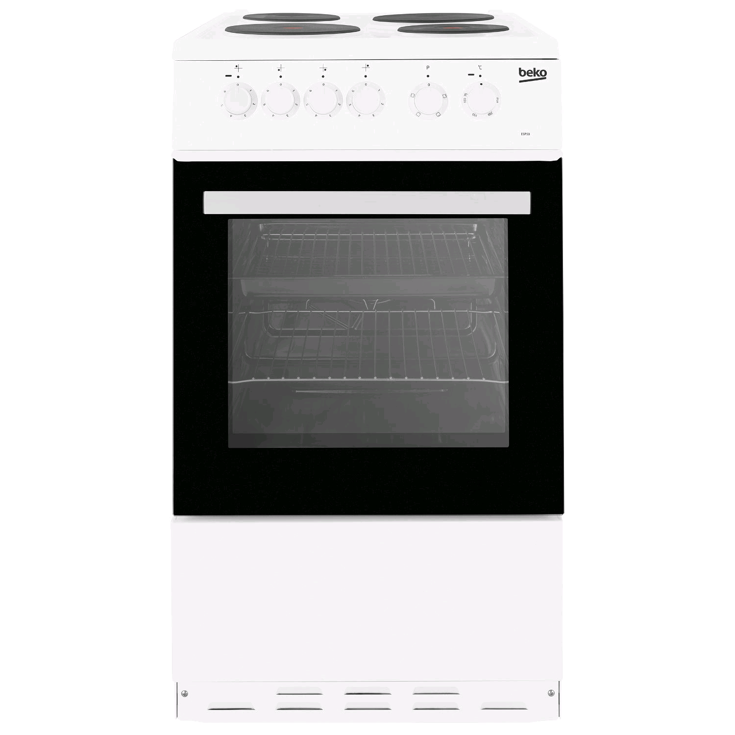 Beko 50cm Single Cavity Electric Cooker & Solid Plate in White 