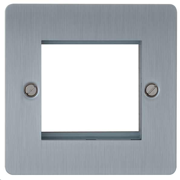 BG Screwed Flatplate Twin Euro Module Brushed Steel