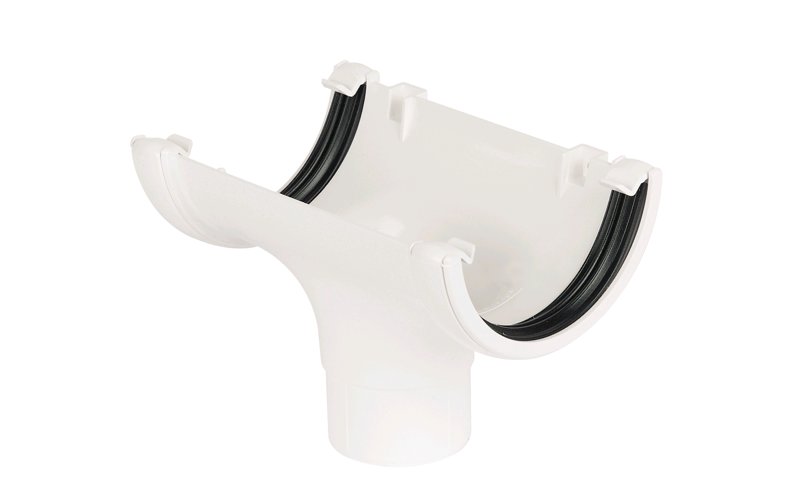 Floplast 112mm Half Round Running Outlet White RO1