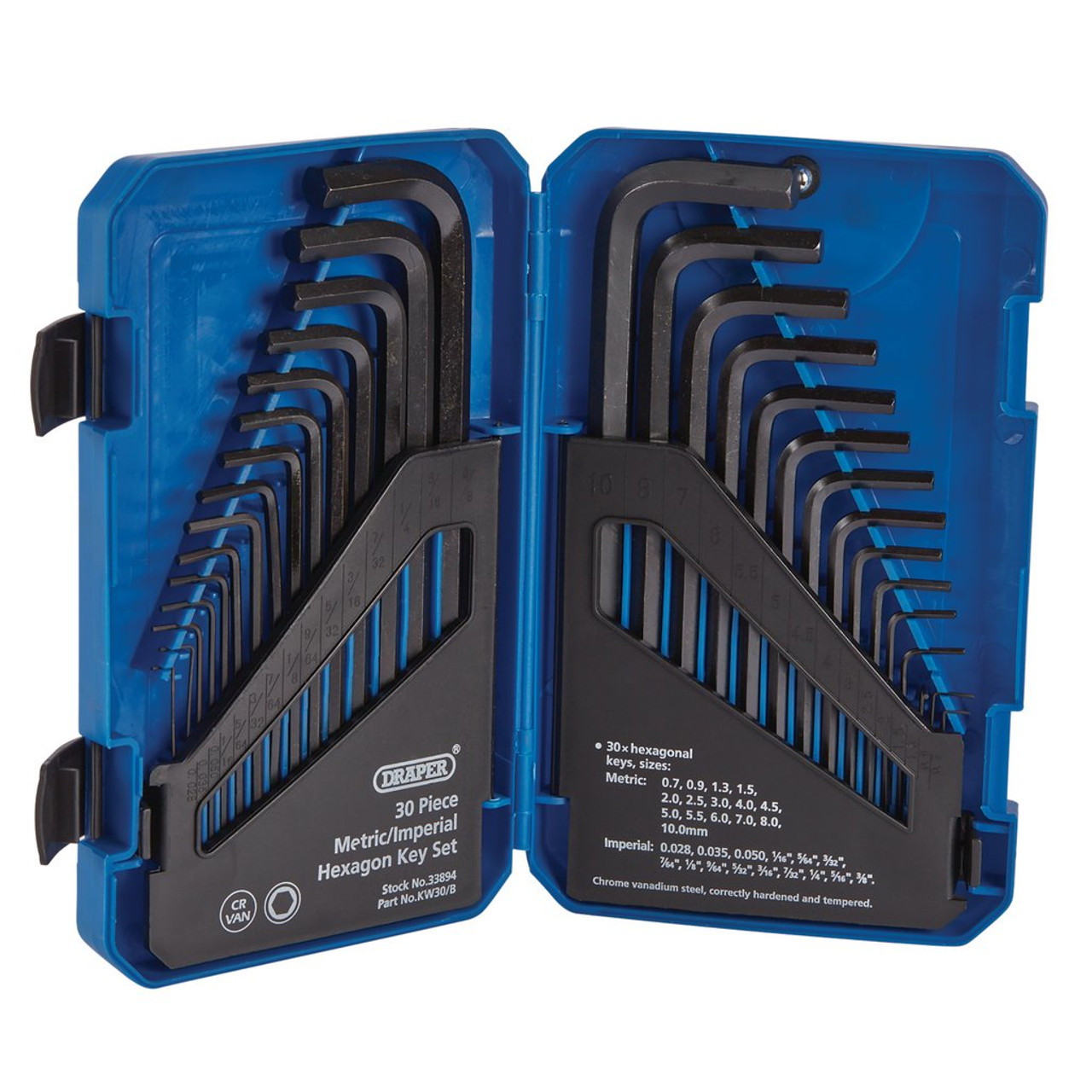 Draper 30pc Metric/Imperial Hexagon Key Set c/w Wallet