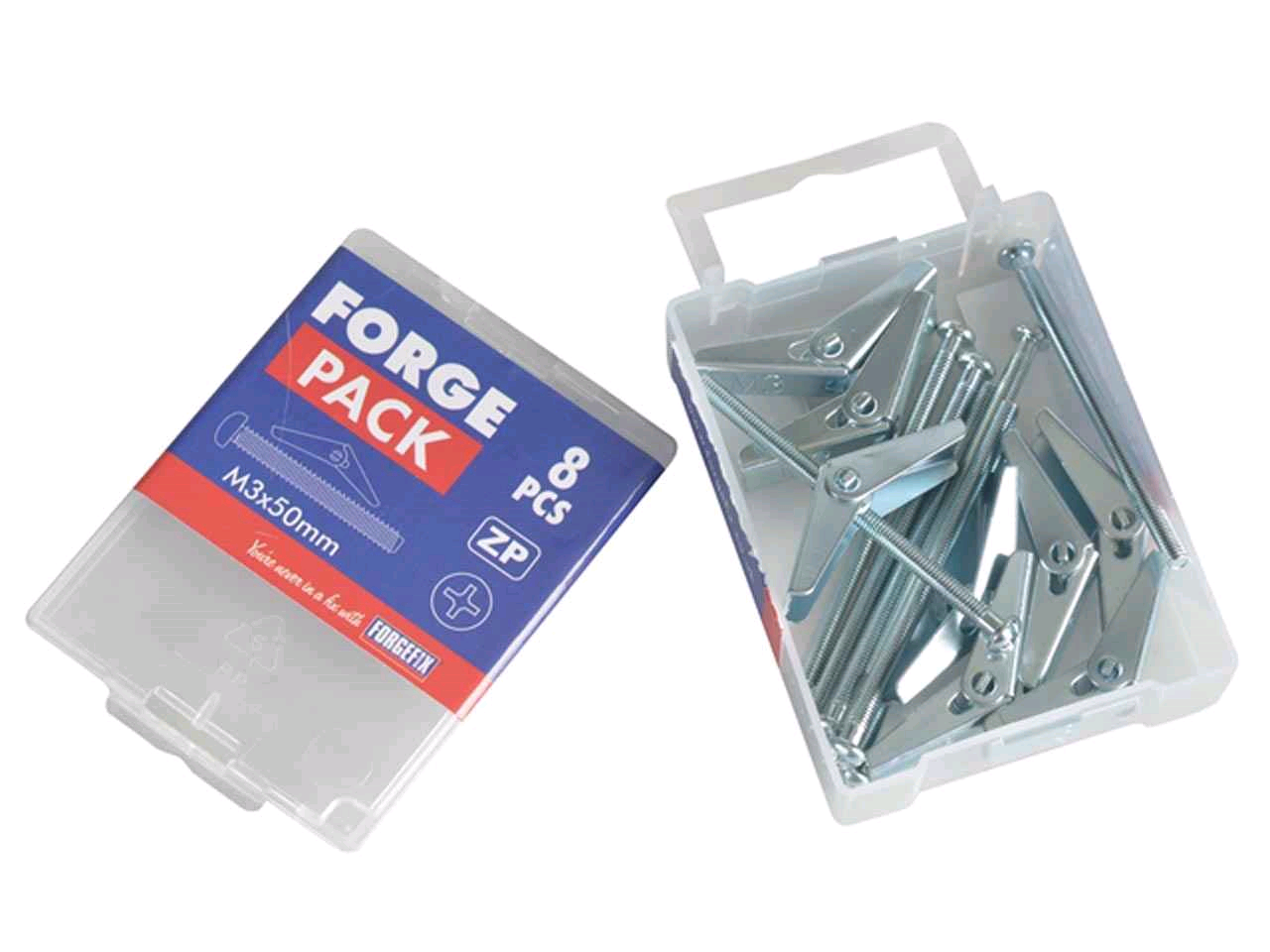Forgefix Plasterboard Spring Toggles M3 x 50mm Zinc Plated (Pack) 
