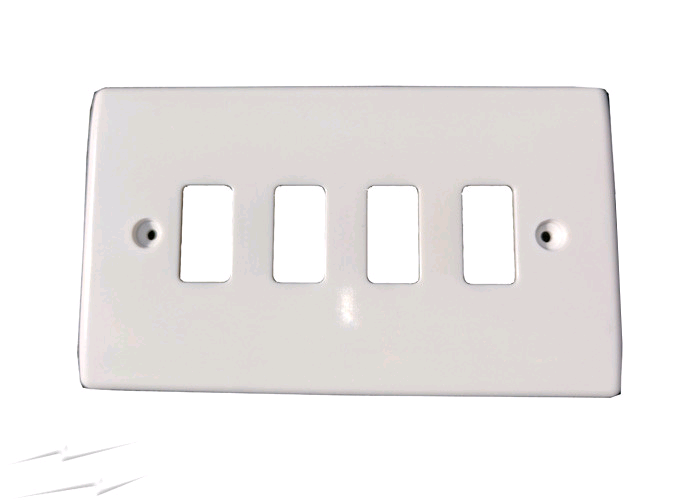 BG Nexus Grid 4gang Front Plate White 