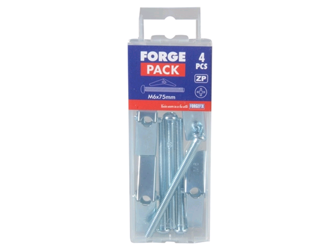 Forgefix Plasterboard Spring Toggles M6 x 75mm Zinc Plated (Pack) 