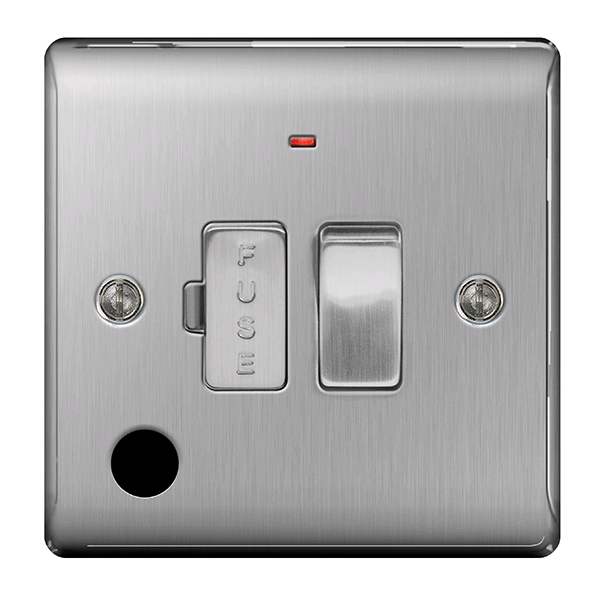 BG Switched Fused Spur c/w Neon & Outlet Brushed Steel